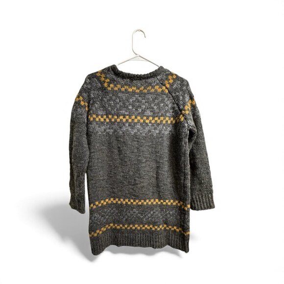 Zara Knit Made in Italy Wool Blend Fair Isle Chunky Sweater Gray M - Picture 3 of 5